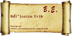 Bölcsics Erik névjegykártya